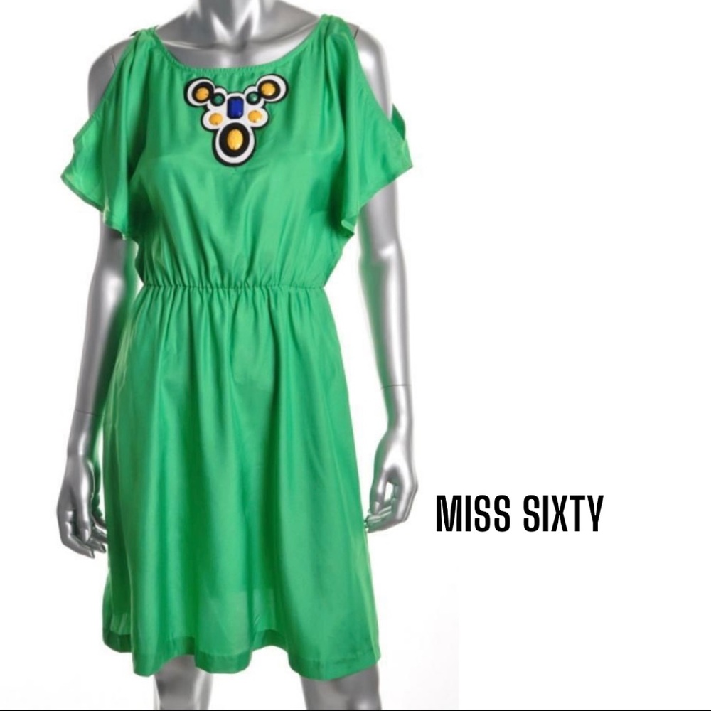 Miss Sixty NEW Mint Green Satin A-Line Dress 8, NWT